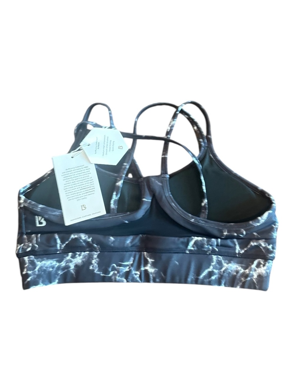 NWT Buffbunny Collection Black Marble Strappy Sports Bra Size Small Activewear - Picture 5 of 6
